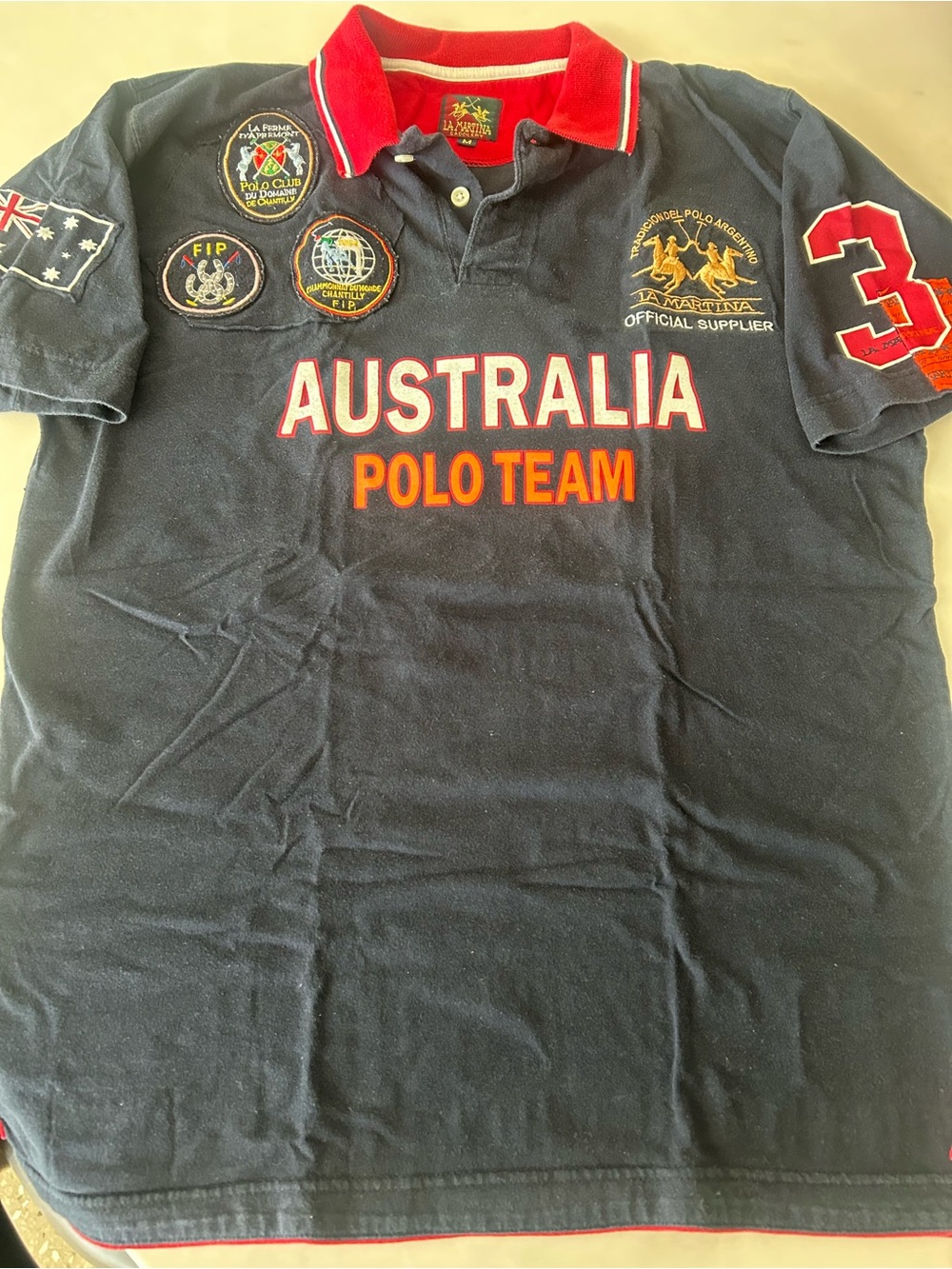 La Martina Embroidered 'Australia Polo Team' Navy Polo